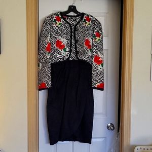 Dress with Jacket,  Size 12, Black and Red, Brand Lillie Ruben